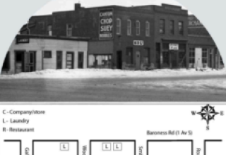 Shows an old Chinese laundry in Black and White