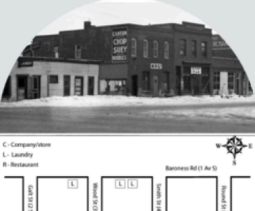 Shows an old Chinese laundry in Black and White