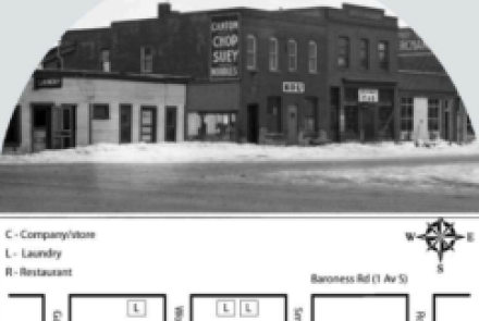 Shows an old Chinese laundry in Black and White